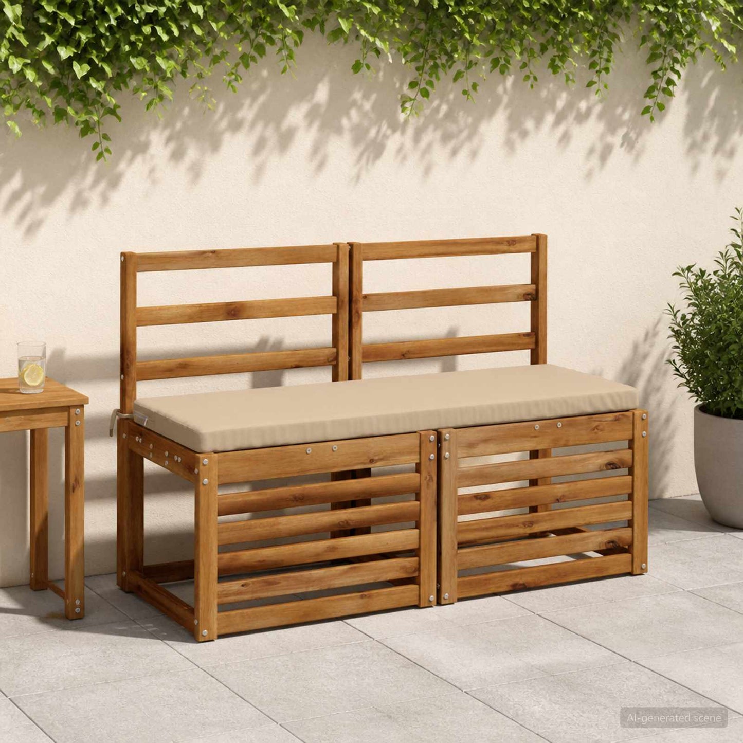 Bench Cushion SOEST 100% Polyester Sand 110 x 40 x 5 cm