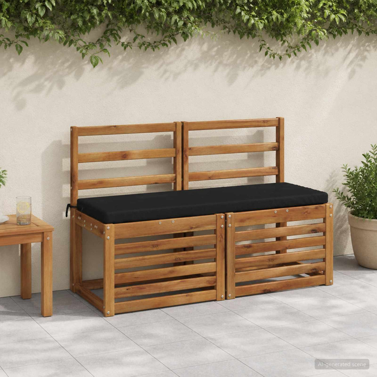2-Piece Bench Cushions SOEST 2 pcs 100% Polyester Black