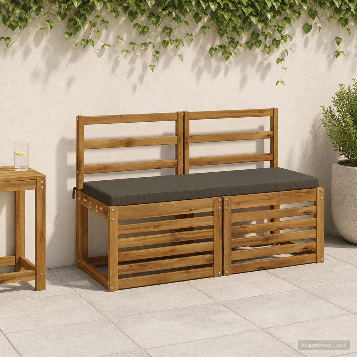 2-Piece Bench Cushions SOEST 2 pcs 100% Polyester Anthracite