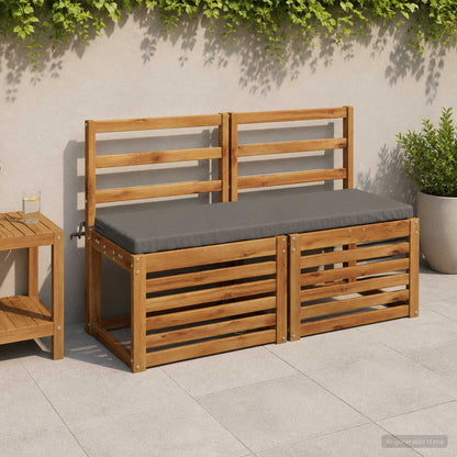 2-Piece Bench Cushions SOEST 2 pcs 100% Polyester Grey