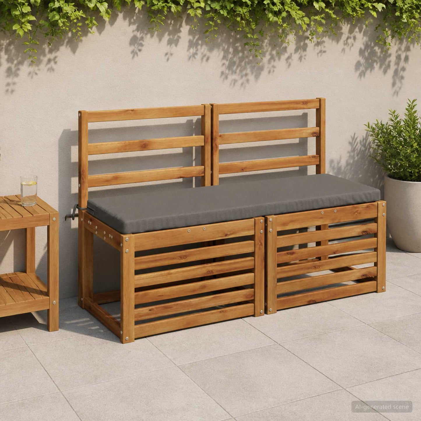 Bench Cushion SOEST 100% Polyester Grey 100 x 40 x 5 cm