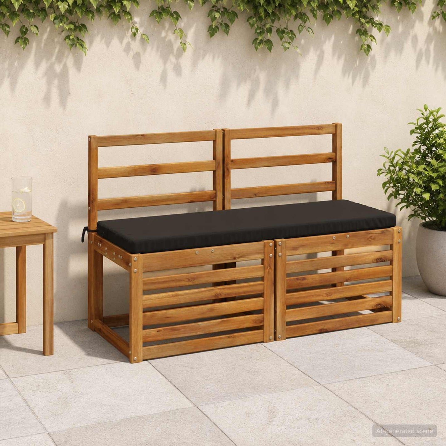 Bench Cushion SOEST 100% Polyester Black 100 x 40 x 5 cm
