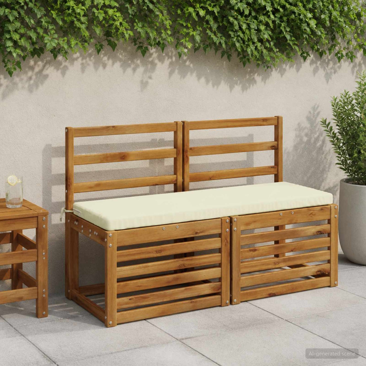 2-Piece Bench Cushions SOEST 2 pcs 100% Polyester Cream
