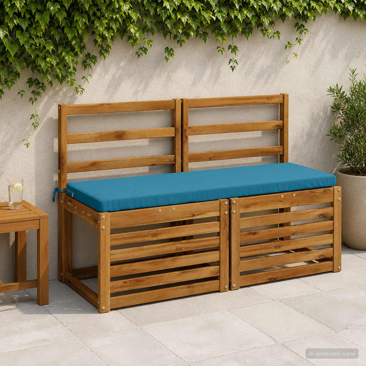 Bench Cushion SOEST 100% Polyester Light Blue 100 x 40 x 5 cm