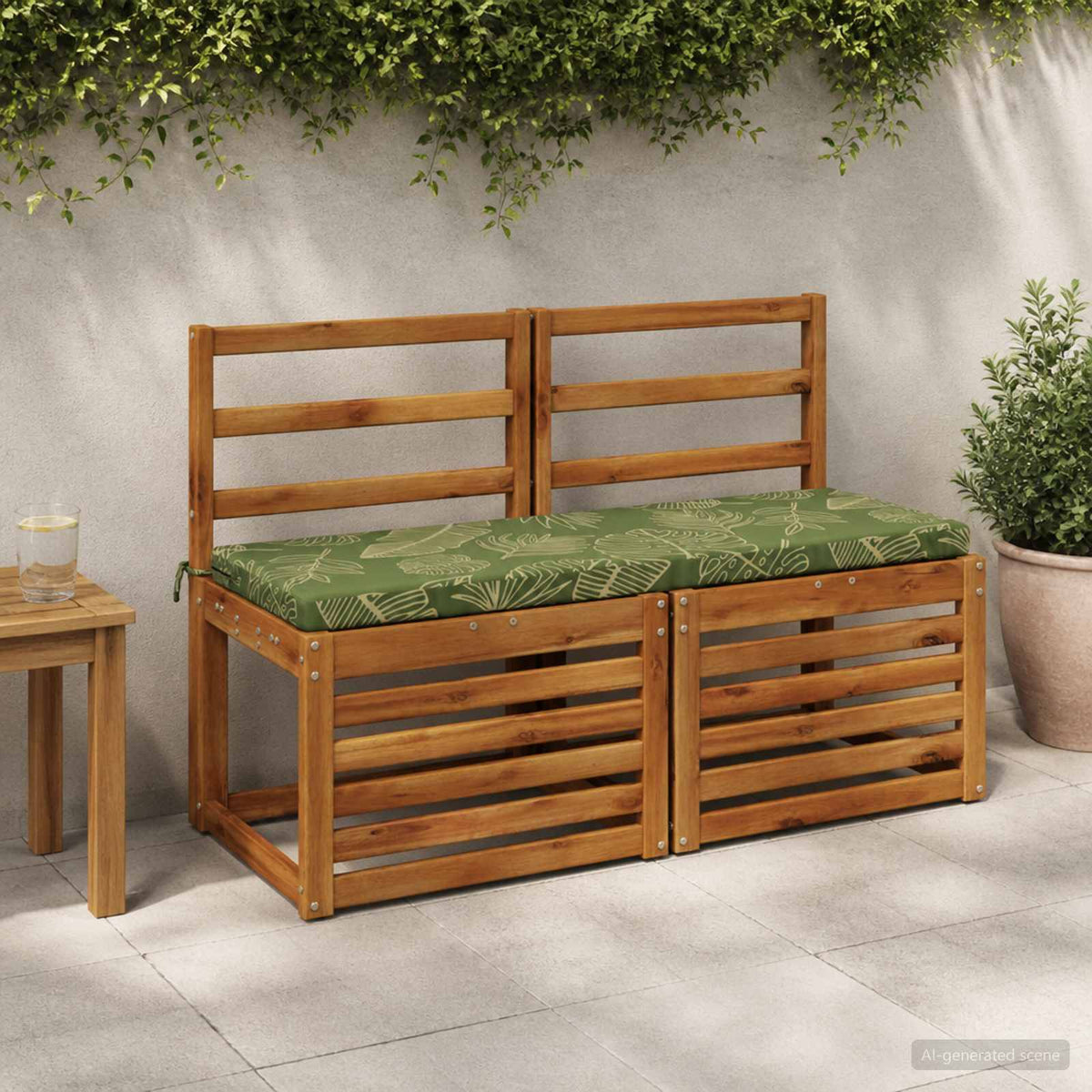 Bench Cushion SOEST 100% Polyester Leaf Design 120 x 40 x 5 cm