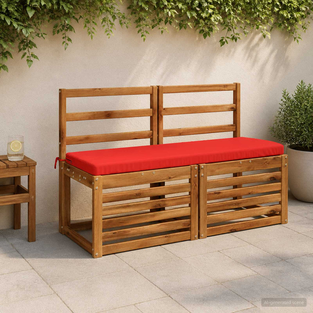 2-Piece Bench Cushions SOEST 2 pcs 100% Polyester Red