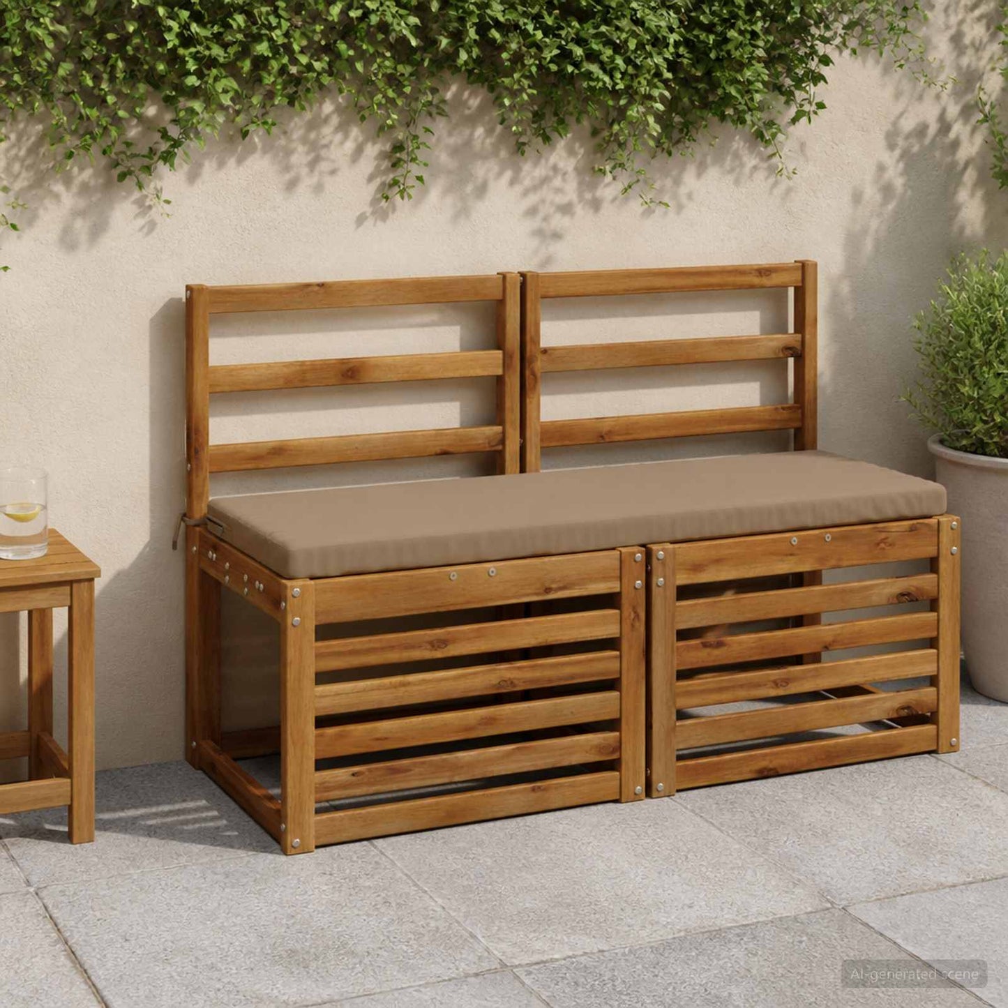 2-Piece Bench Cushions SOEST 2 pcs 100% Polyester Taupe