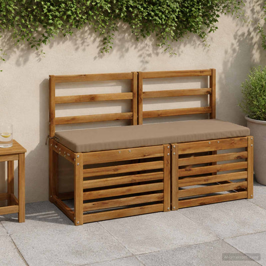2-Piece Bench Cushions SOEST 2 pcs 100% Polyester Taupe