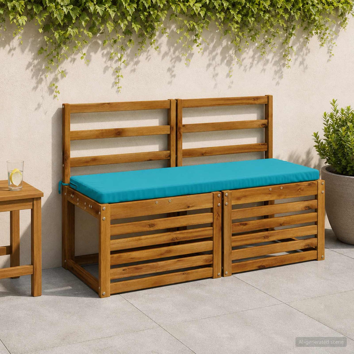 2-Piece Bench Cushions SOEST 2 pcs 100% Polyester Turquoise