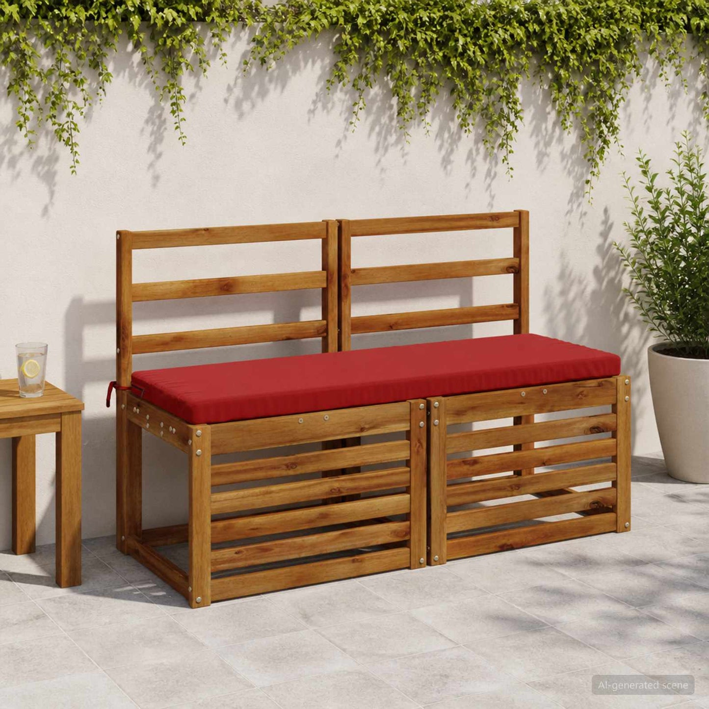 2-Piece Bench Cushions SOEST 2 pcs 100% Polyester Wine Red
