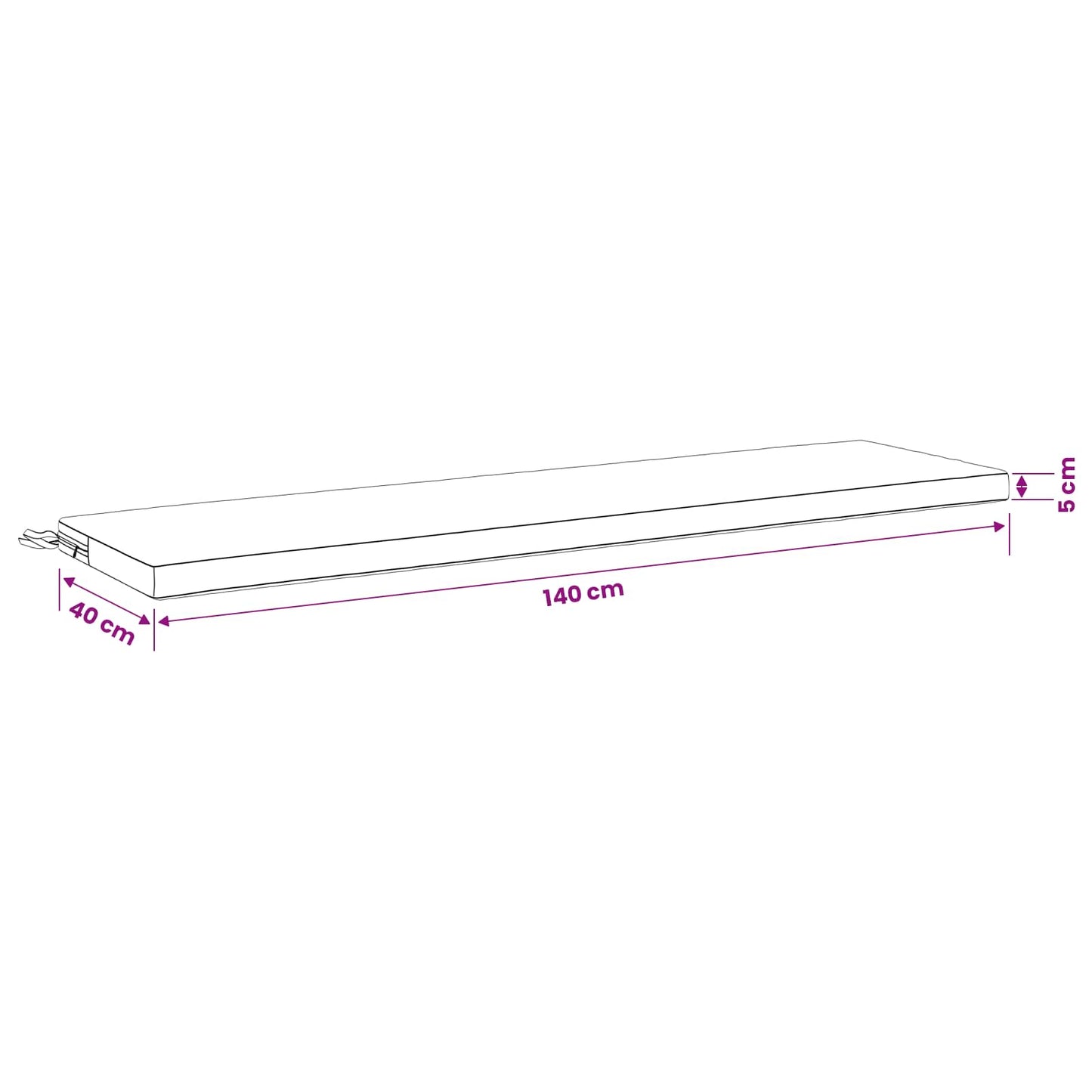 Bench Cushion SOEST 100% Polyester White 140 x 40 x 5 cm
