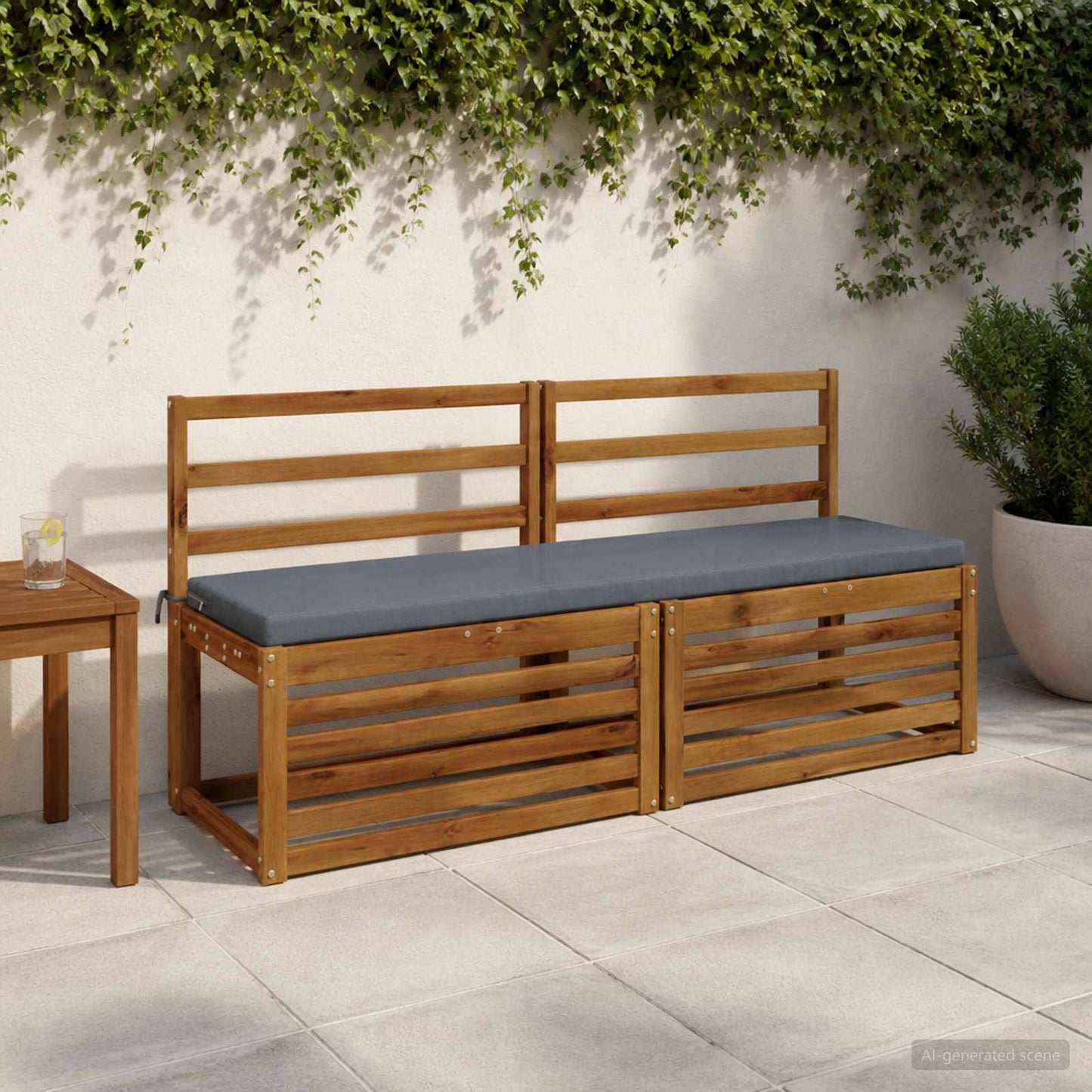 2-Piece Bench Cushions SOEST 2 pcs 100% Polyester Blue
