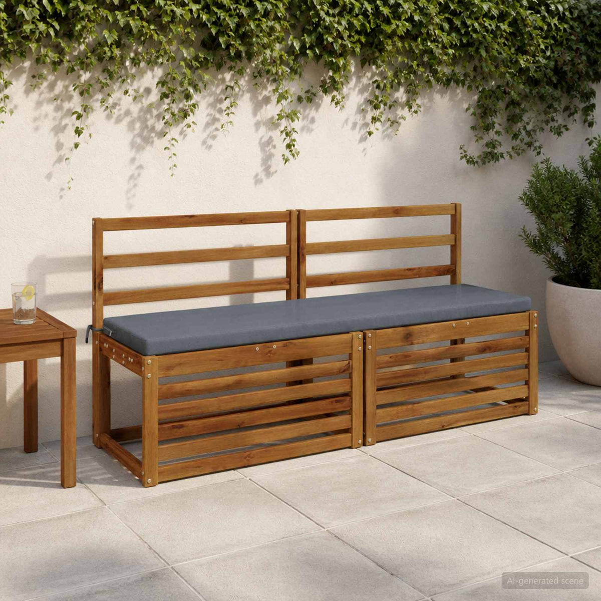 2-Piece Bench Cushions SOEST 2 pcs 100% Polyester Blue
