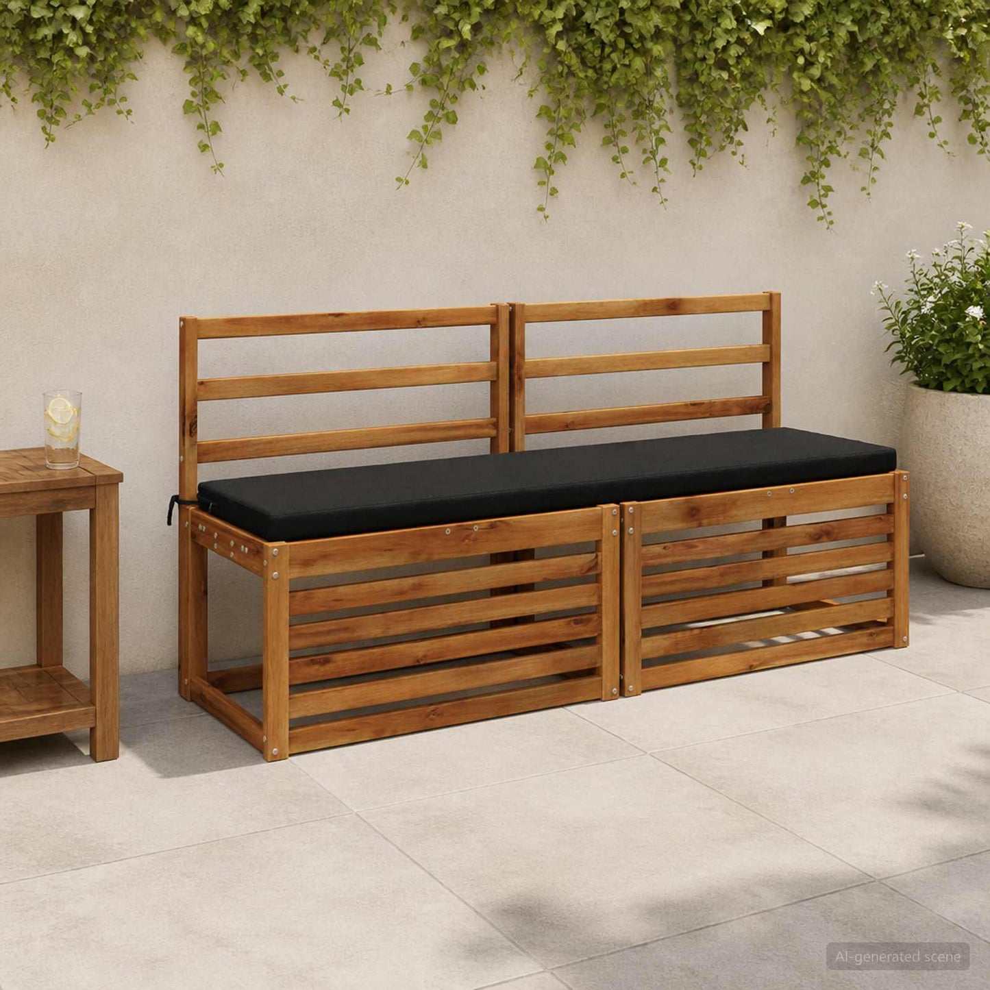 2-Piece Bench Cushions SOEST 2 pcs 100% Polyester Black