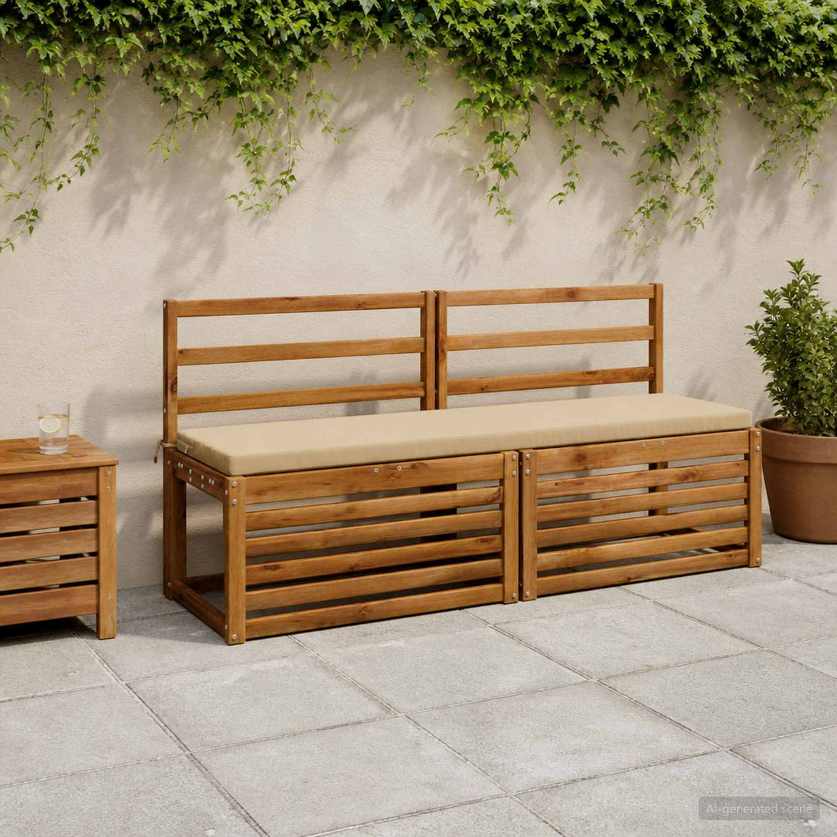 2-Piece Bench Cushions SOEST 2 pcs 100% Polyester Beige