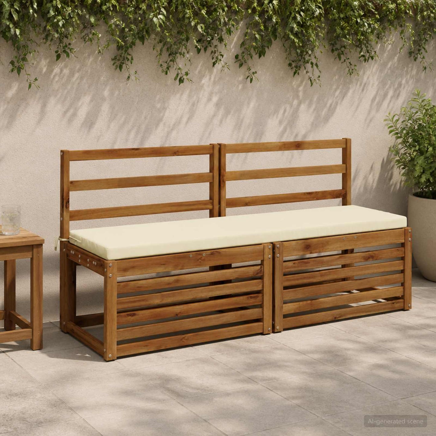 2-Piece Bench Cushions SOEST 2 pcs 100% Polyester Cream
