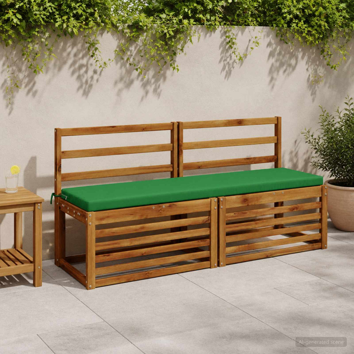 2-Piece Bench Cushions SOEST 2 pcs 100% Polyester Green