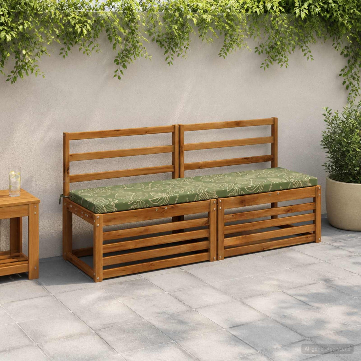 2-Piece Bench Cushions SOEST 2 pcs 100% Polyester Leaf Design