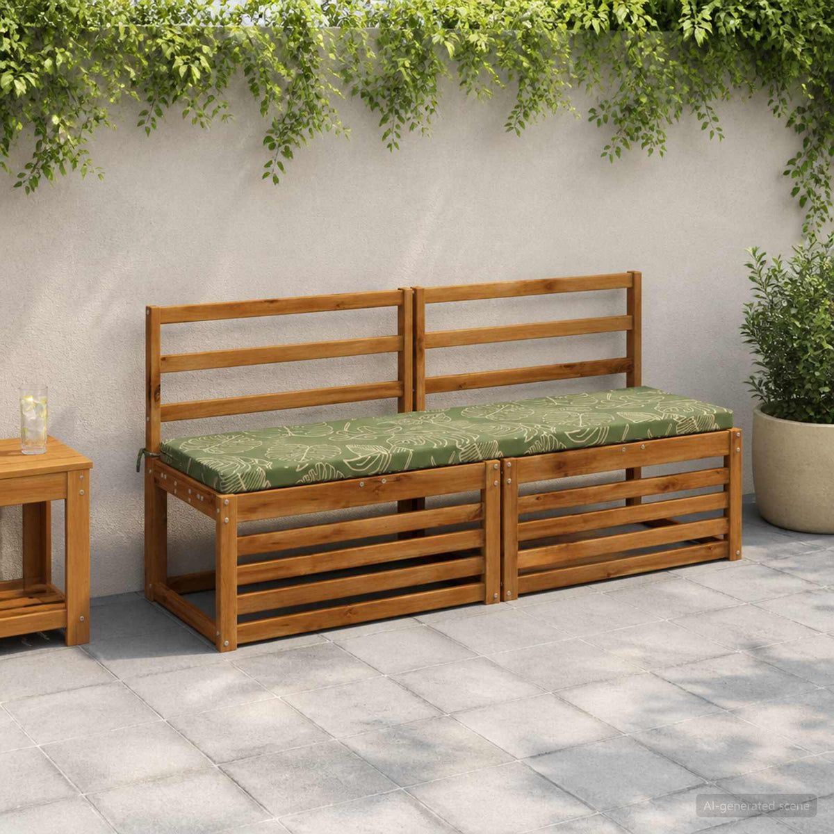 2-Piece Bench Cushions SOEST 2 pcs 100% Polyester Leaf Design