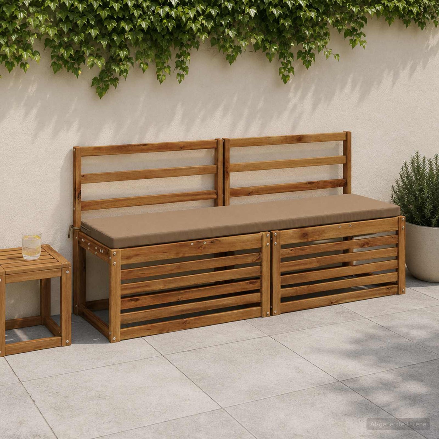 2-Piece Bench Cushions SOEST 2 pcs 100% Polyester Taupe