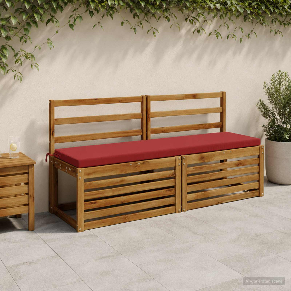 2-Piece Bench Cushions SOEST 2 pcs 100% Polyester Wine Red