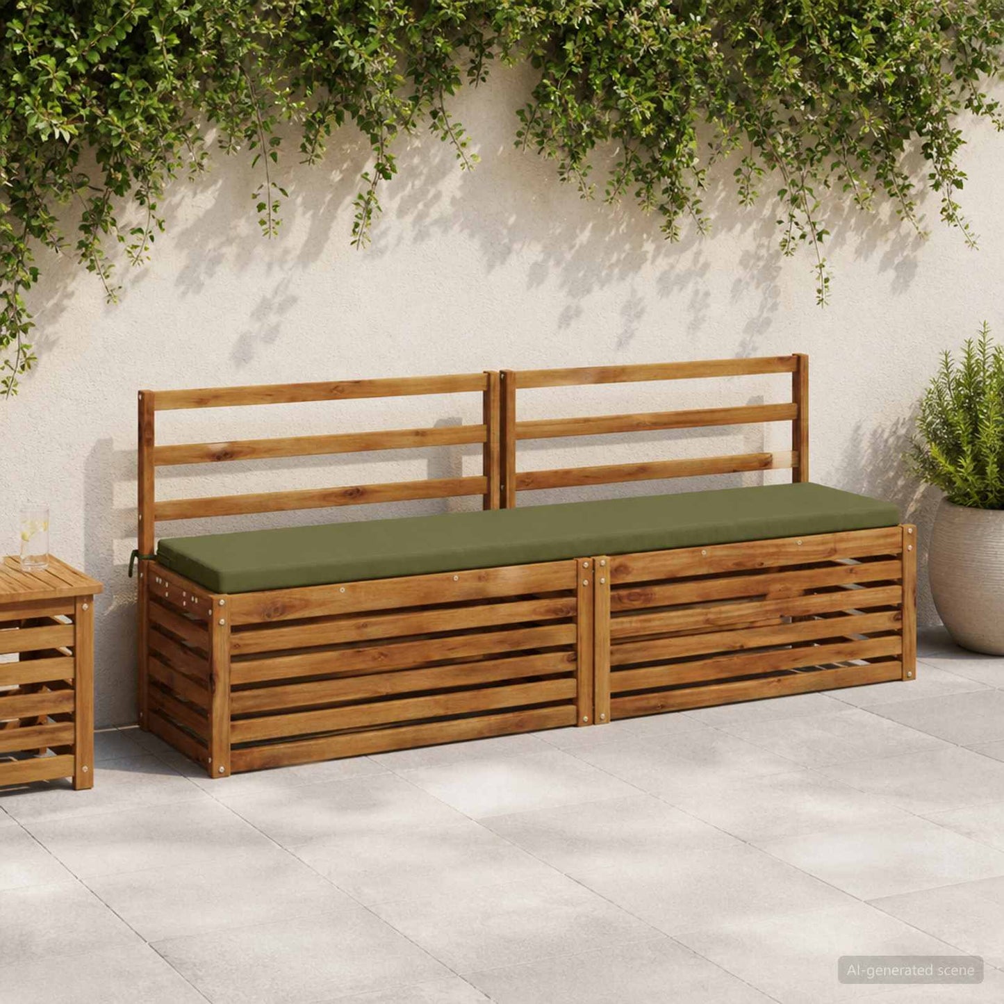 Bench Cushion SOEST 100% Polyester Olive Green 170 x 40 x 5 cm