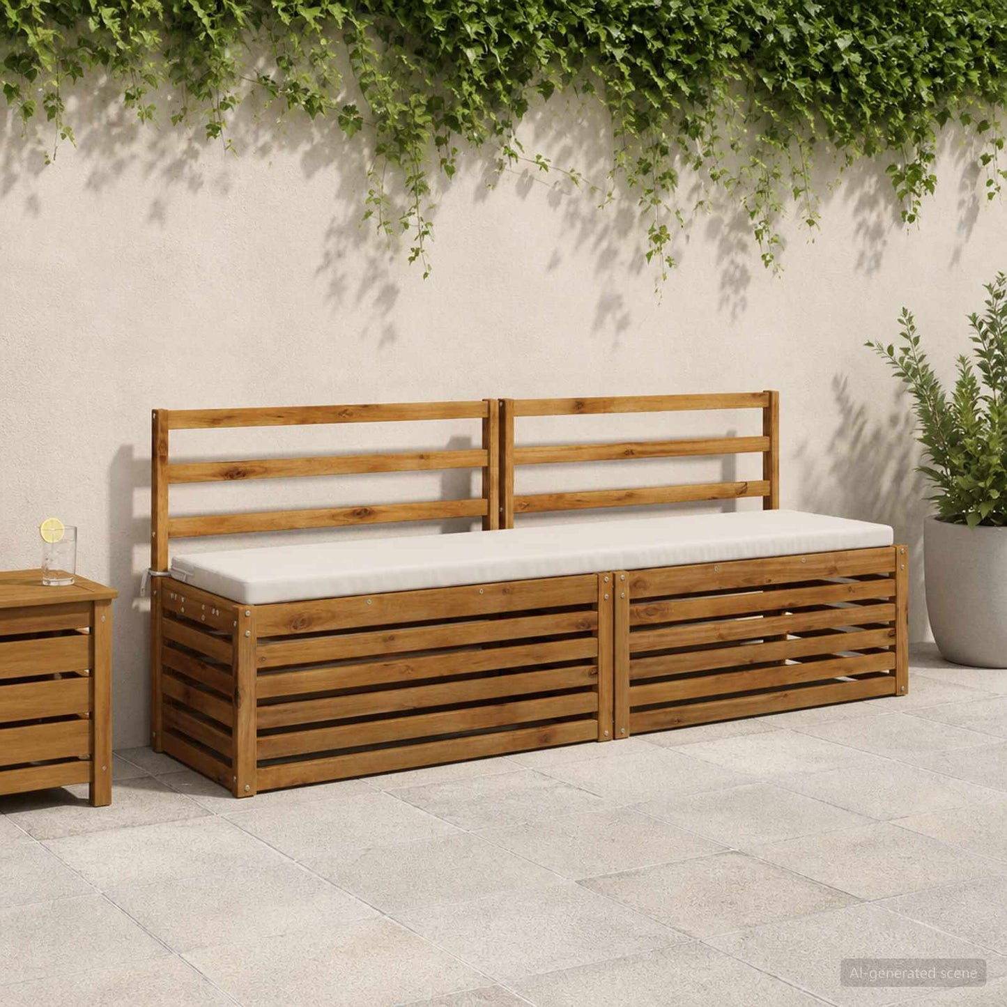Bench Cushion SOEST 100% Polyester White 170 x 40 x 5 cm