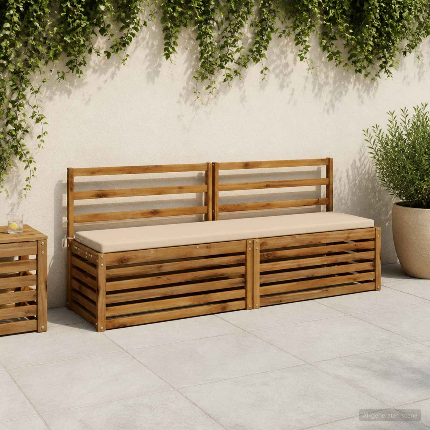 2-Piece Bench Cushions SOEST 2 pcs 100% Polyester Cream