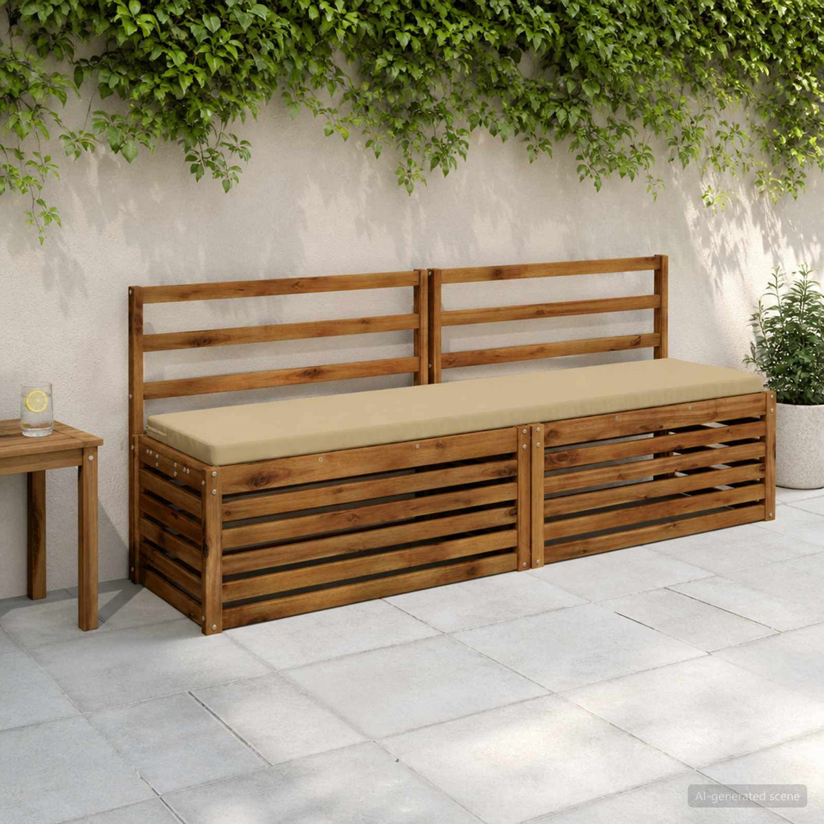 Bench Cushion SOEST 100% Polyester Beige 200 x 40 x 5 cm