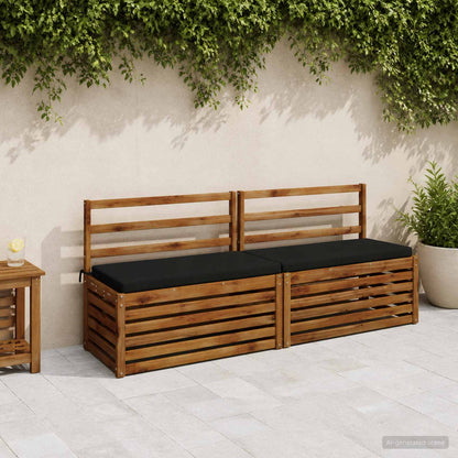 2-Piece Bench Cushions SOEST 2 pcs 100% Polyester Black
