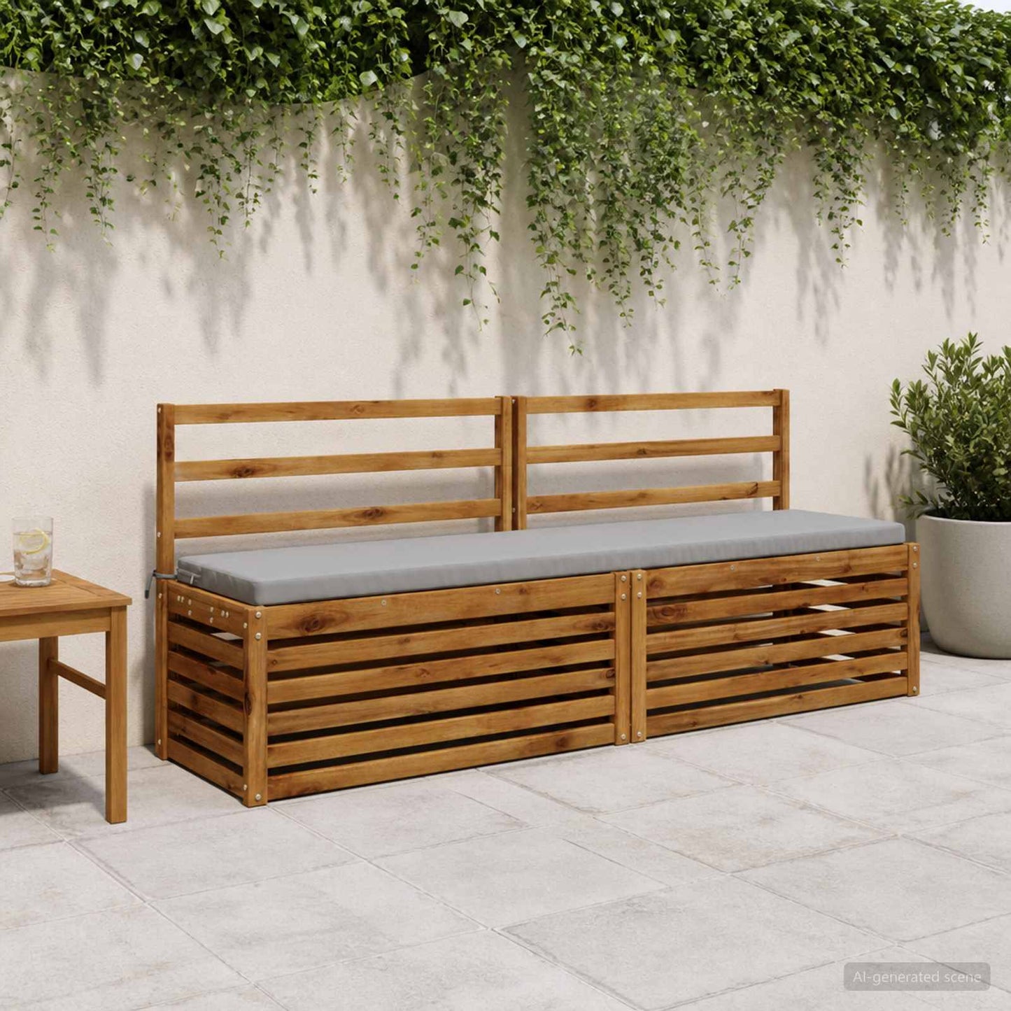 2-Piece Bench Cushions SOEST 2 pcs 100% Polyester Grey