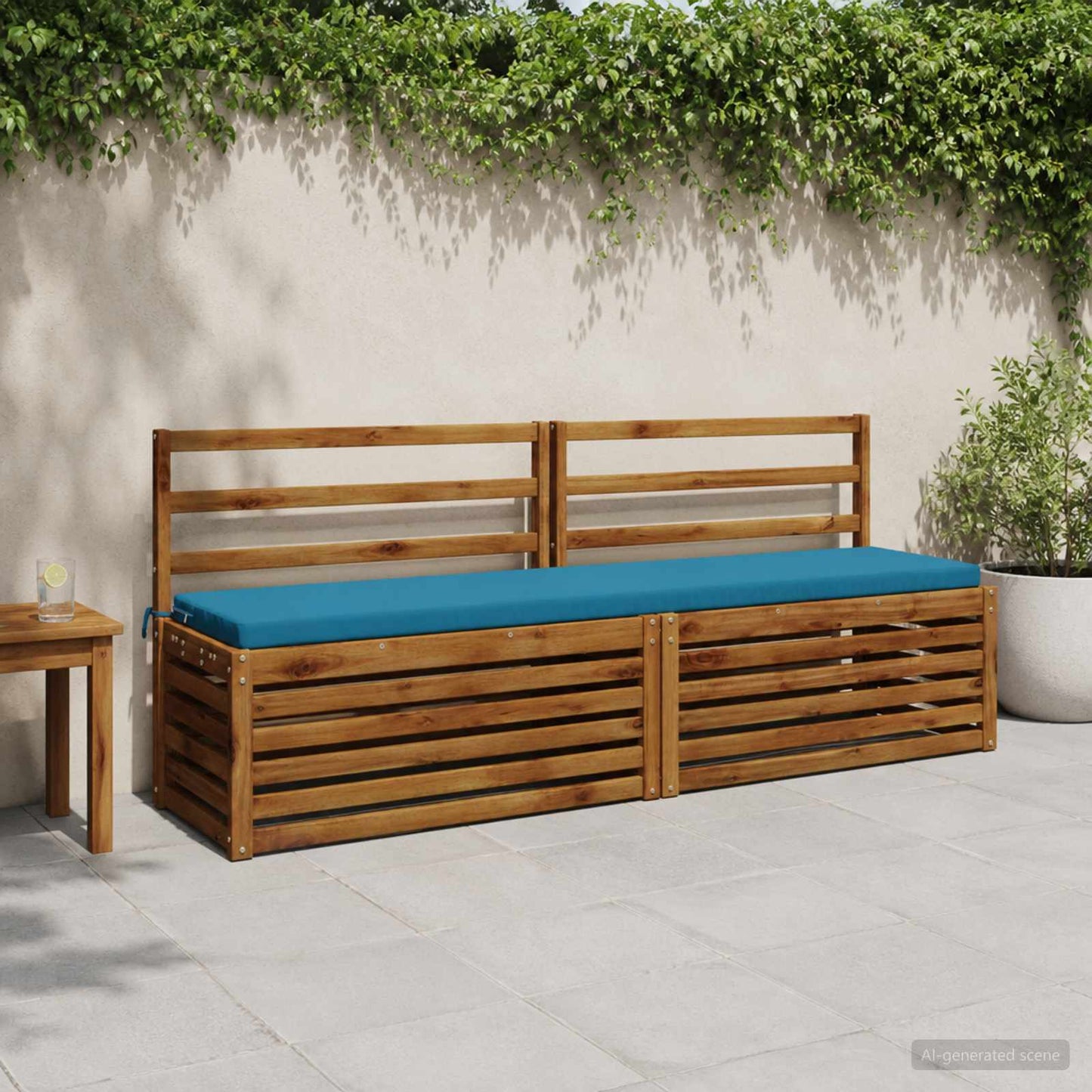 2-Piece Bench Cushions SOEST 2 pcs 100% Polyester Light Blue