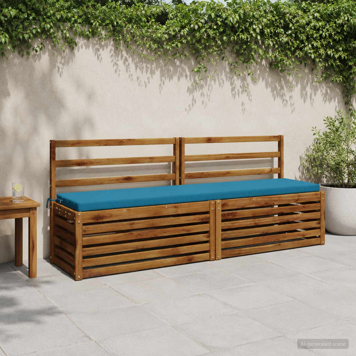 Bench Cushion SOEST 100% Polyester Light Blue 200 x 40 x 5 cm