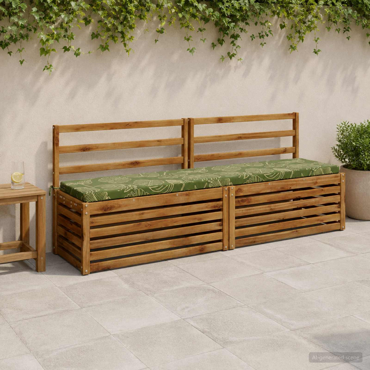Bench Cushion SOEST 100% Polyester Leaf Design 180 x 40 x 5 cm