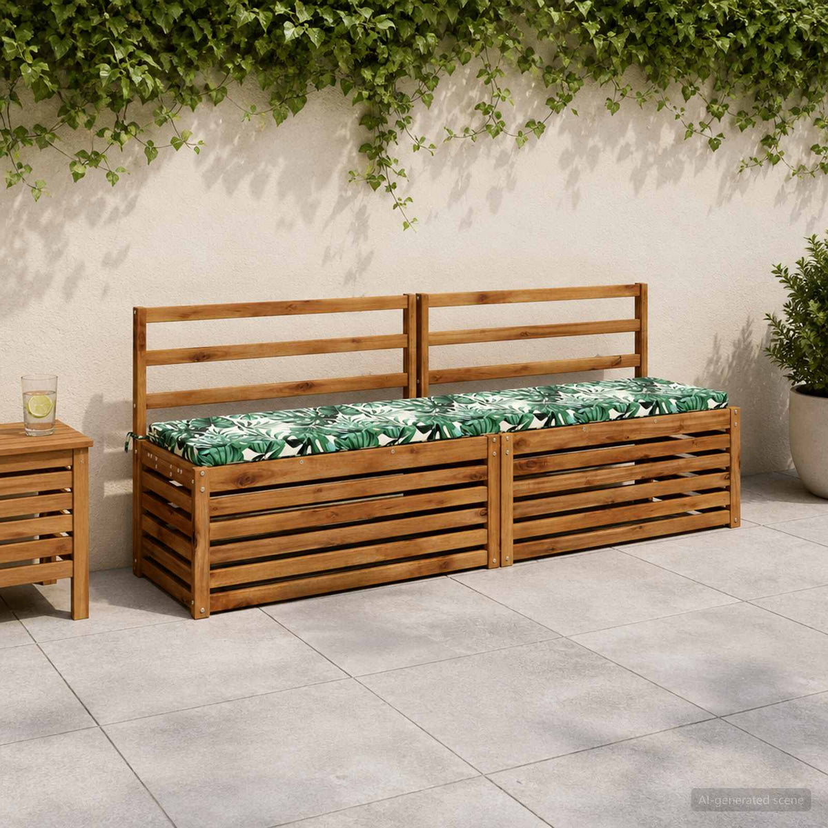 2-Piece Bench Cushions SOEST 2 pcs 100% Polyester Leaf Pattern