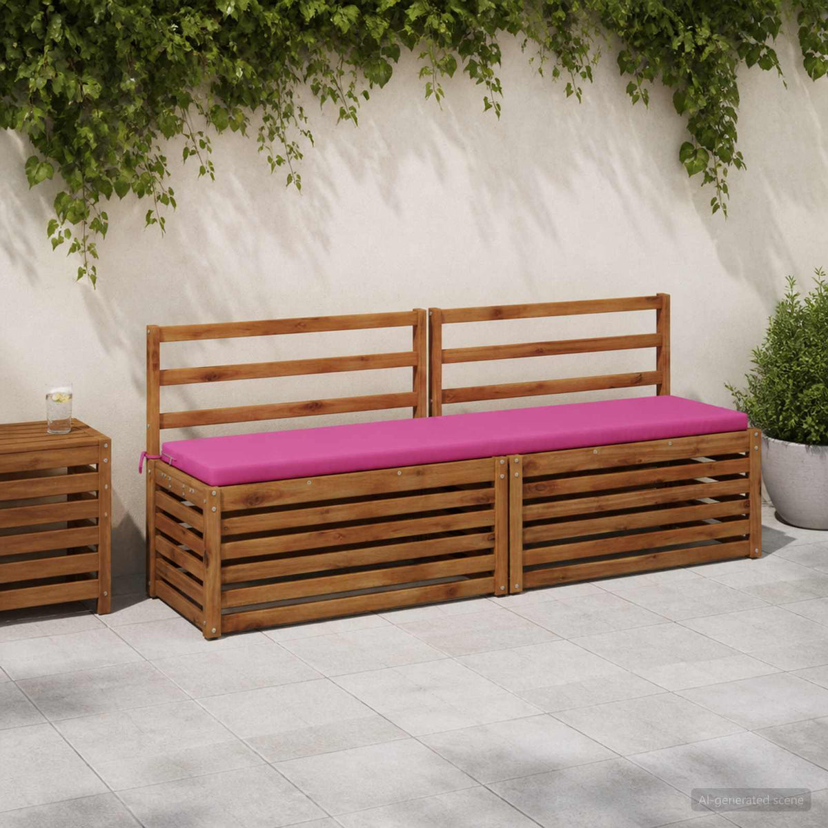 2-Piece Bench Cushions SOEST 2 pcs 100% Polyester Pink