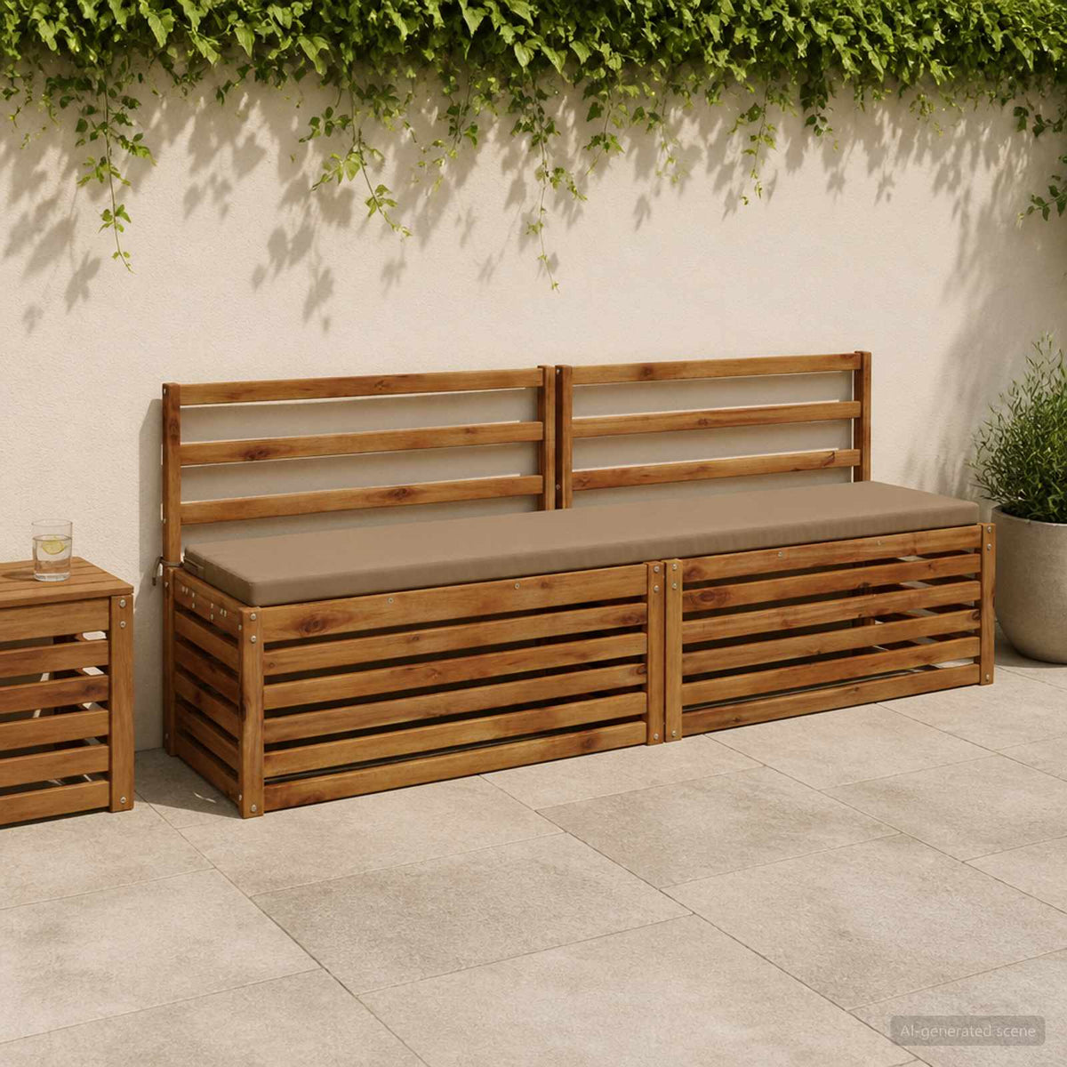 2-Piece Bench Cushions SOEST 2 pcs 100% Polyester Taupe