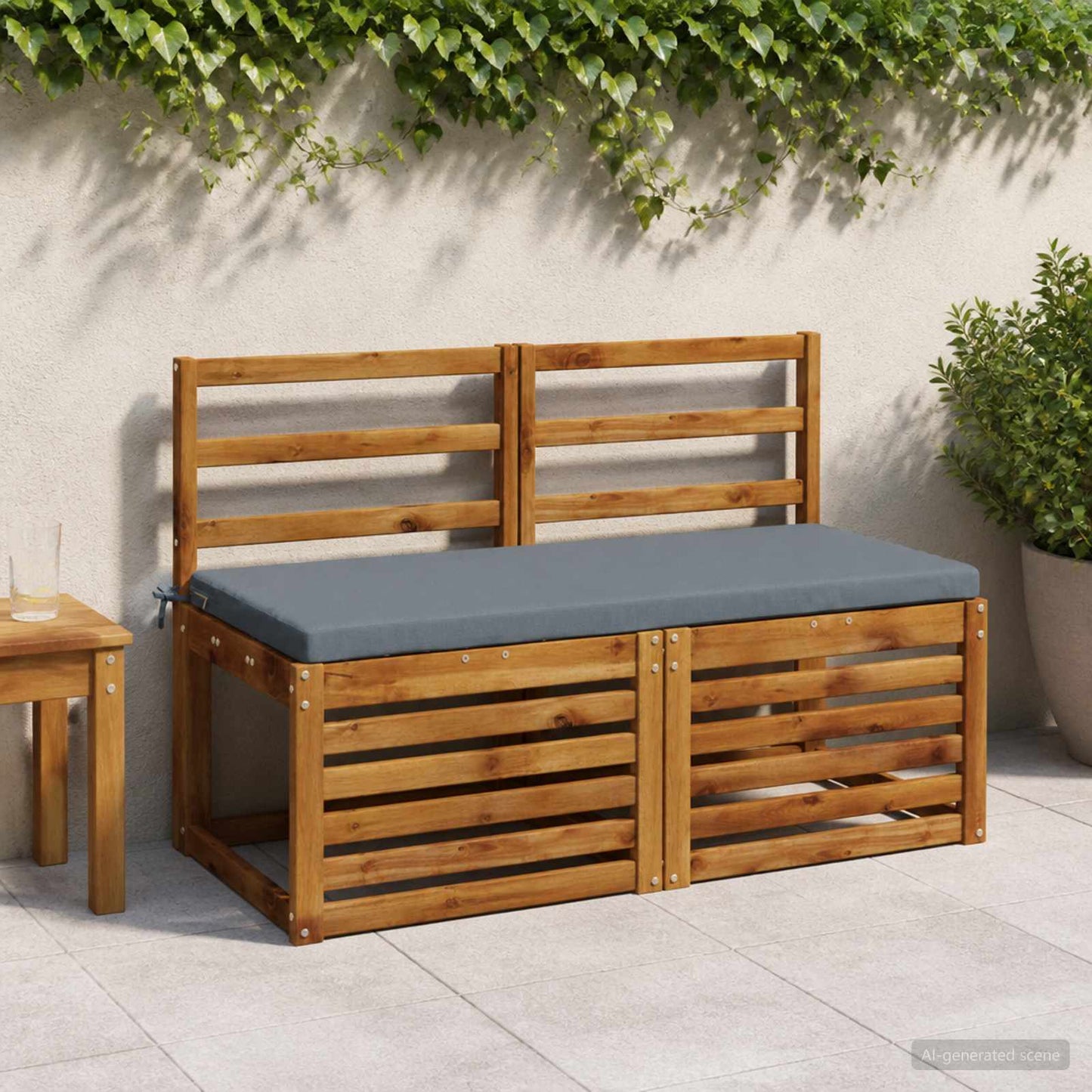 Bench Cushion SOEST 100% Polyester Blue 110 x 50 x 5 cm