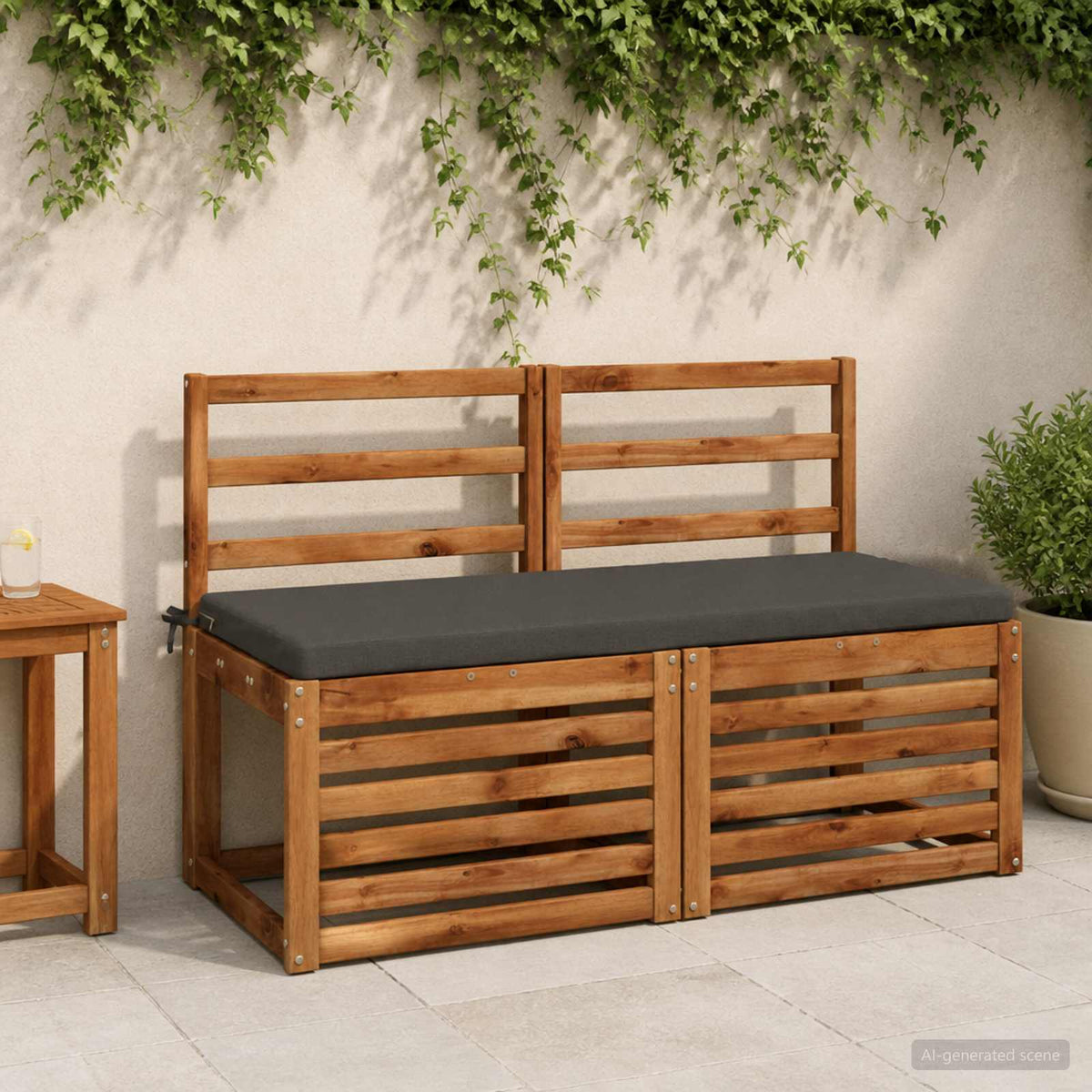 2-Piece Bench Cushions SOEST 2 pcs 100% Polyester Anthracite