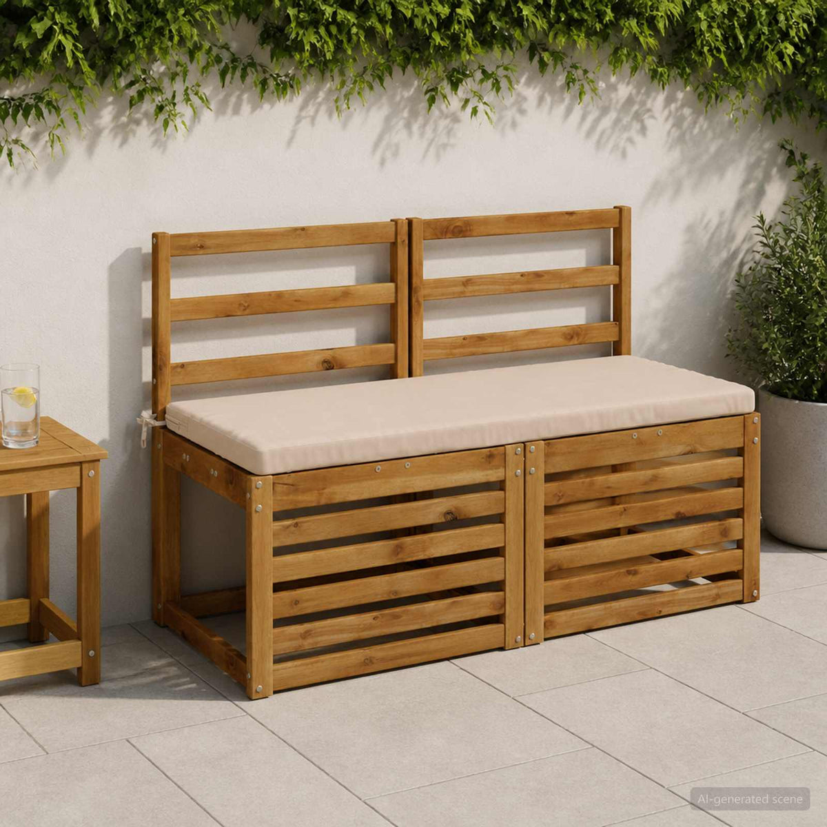 2-Piece Bench Cushions SOEST 2 pcs 100% Polyester Cream