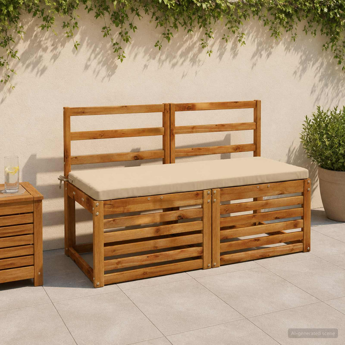 2-Piece Bench Cushions SOEST 2 pcs 100% Polyester Beige