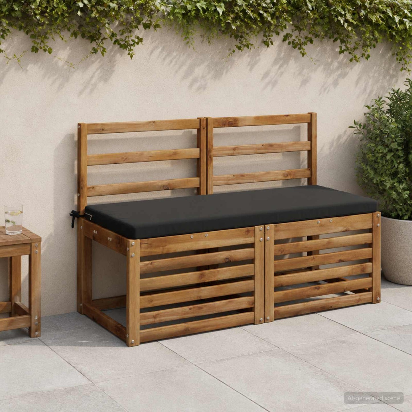 Bench Cushion SOEST 100% Polyester Black 120 x 50 x 5 cm