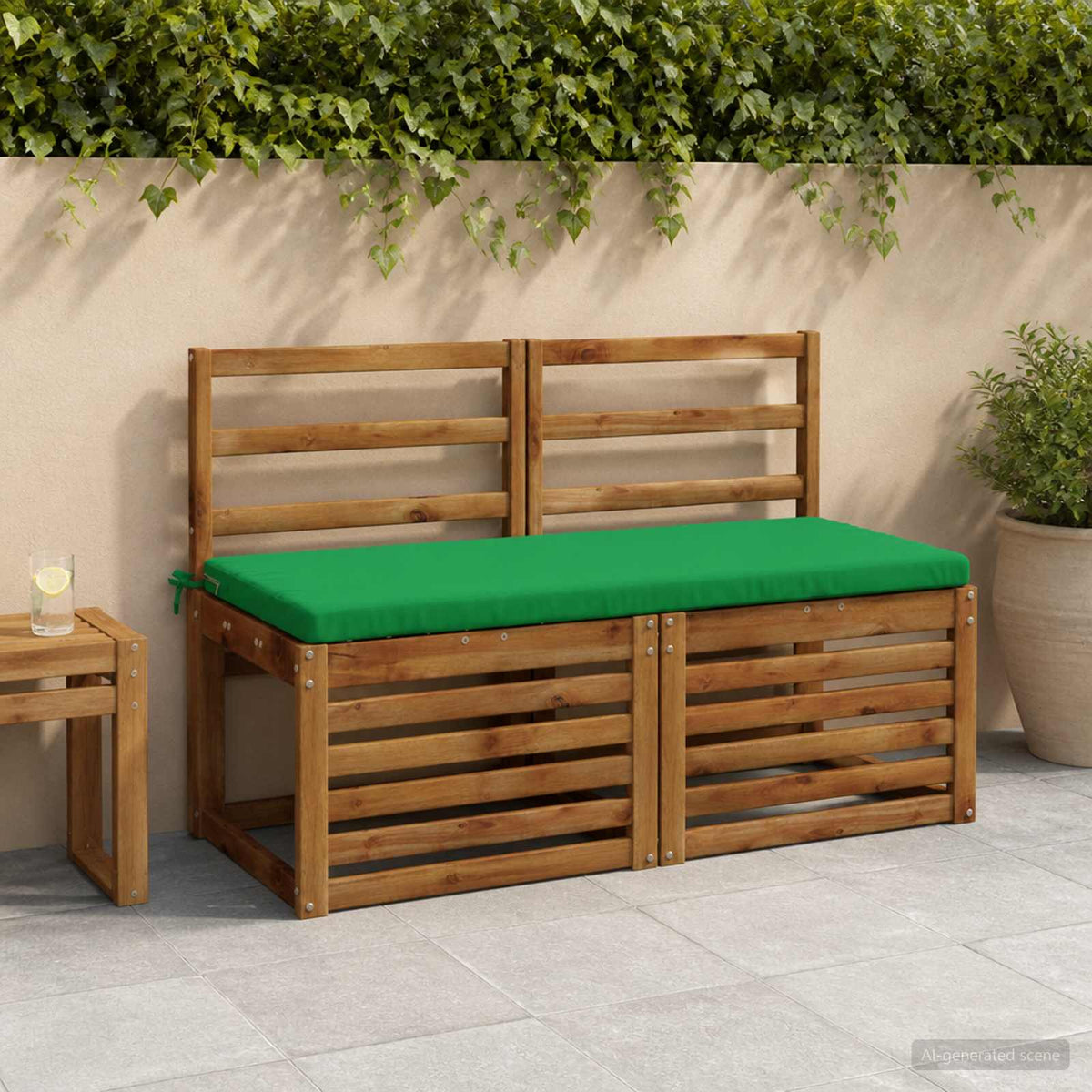 2-Piece Bench Cushions SOEST 2 pcs 100% Polyester Green