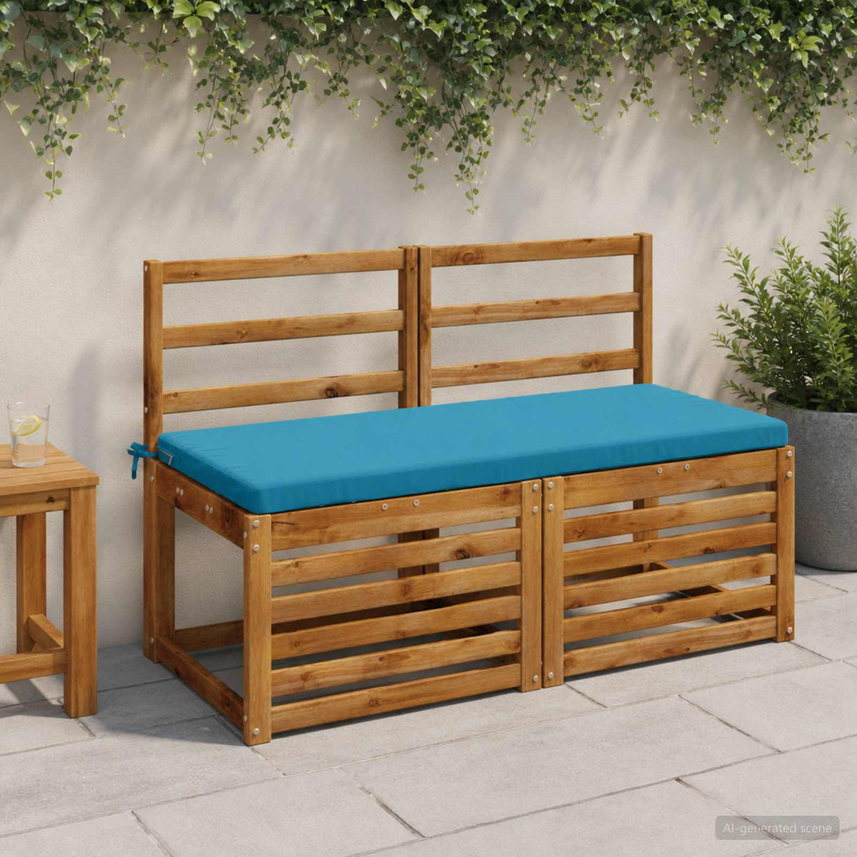 2-Piece Bench Cushions SOEST 2 pcs 100% Polyester Light Blue