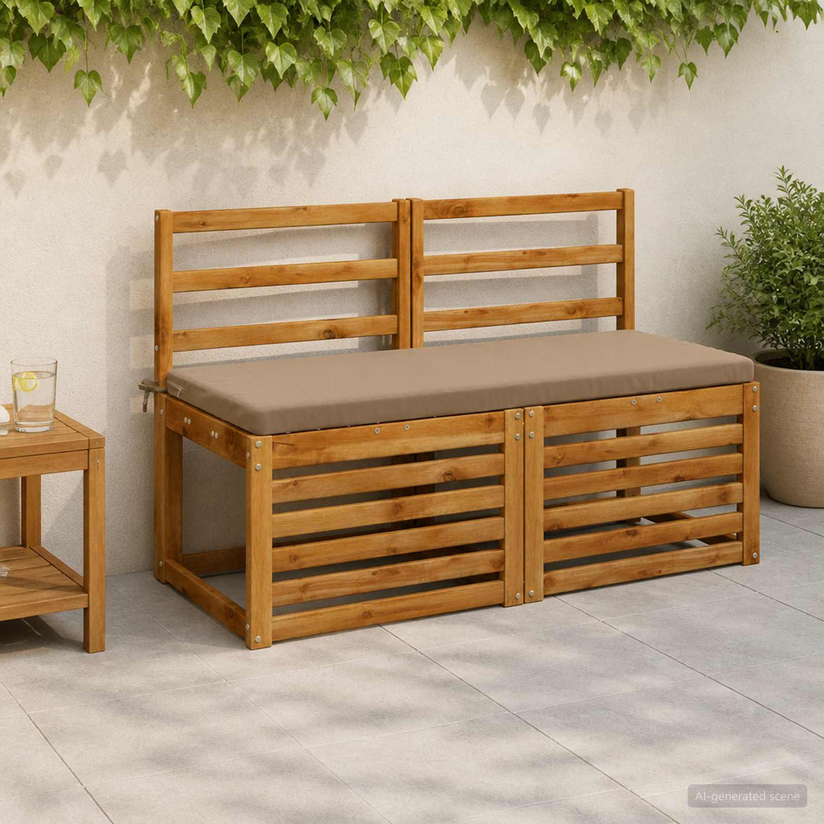 Bench Cushion SOEST 100% Polyester Taupe 120 x 50 x 5 cm