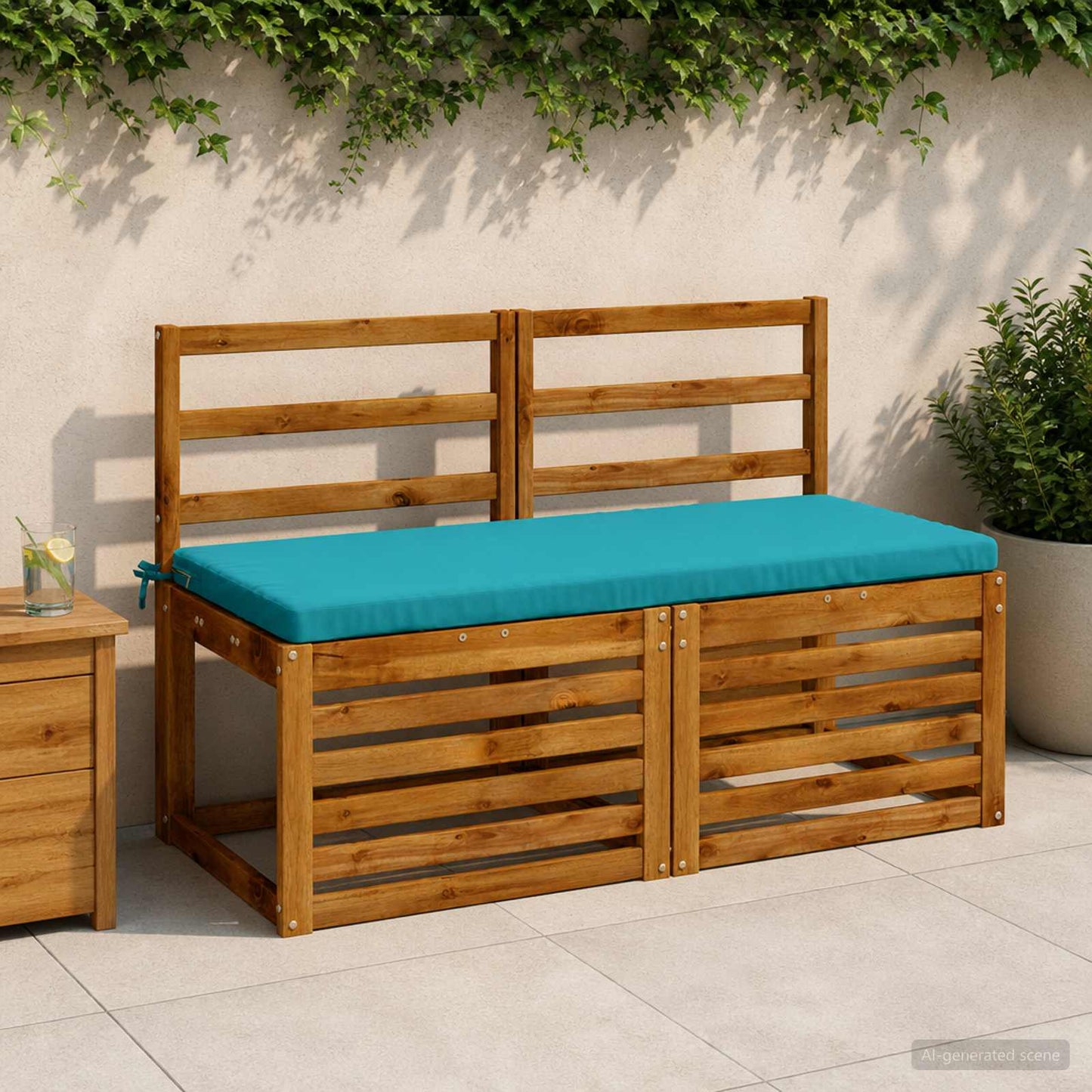 2-Piece Bench Cushions SOEST 2 pcs 100% Polyester Turquoise