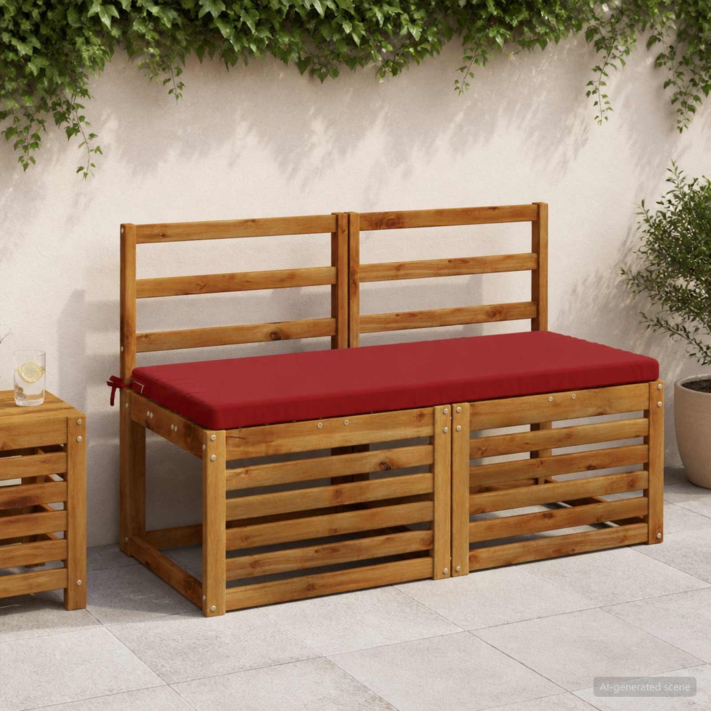 2-Piece Bench Cushions SOEST 2 pcs 100% Polyester Wine Red