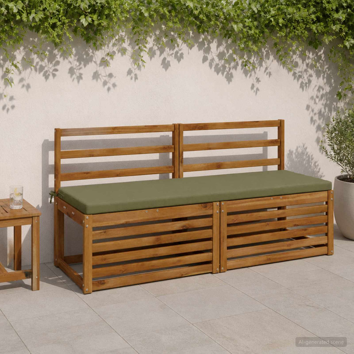 2-Piece Bench Cushions SOEST 2 pcs 100% Polyester Olive Green
