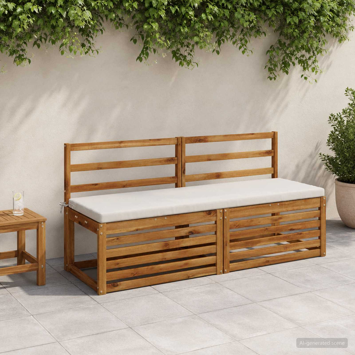 Bench Cushion SOEST 100% Polyester White 140 x 50 x 5 cm