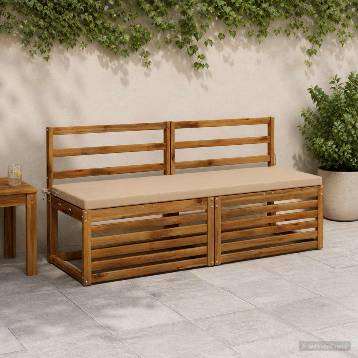 2-Piece Bench Cushions SOEST 2 pcs 100% Polyester Sand